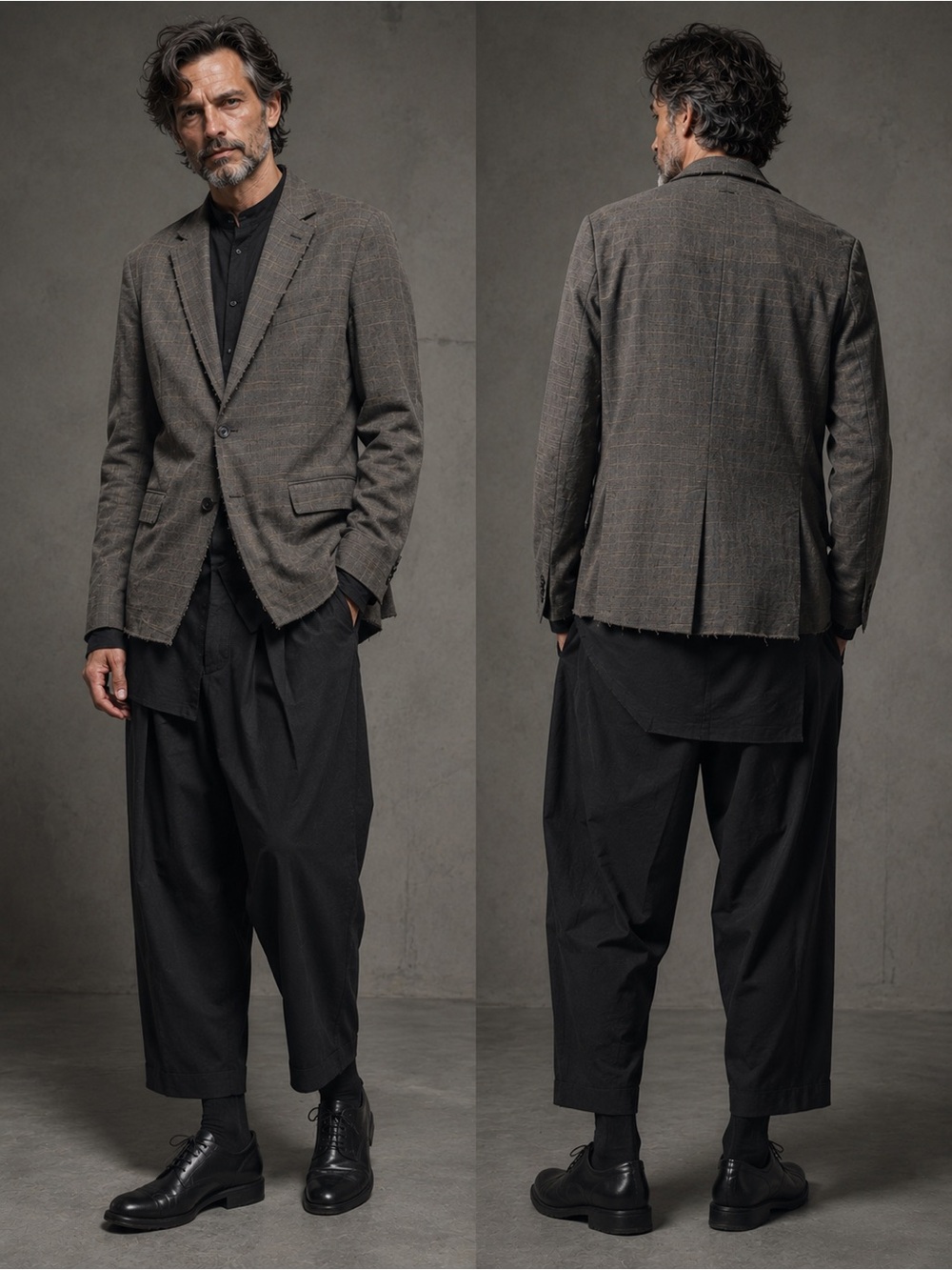 7 Diamonds Men's Taupe Deconstructed Unfinished Relaxed Avant Garde Coat Large